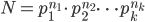 N=p_1^{n_1}\cdot p_2^{n_2}\cdots p_k^{n_k}